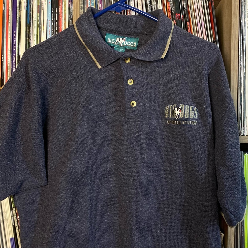 BIG DOGS Authentic Attidude Embroidered Polo T Shirt